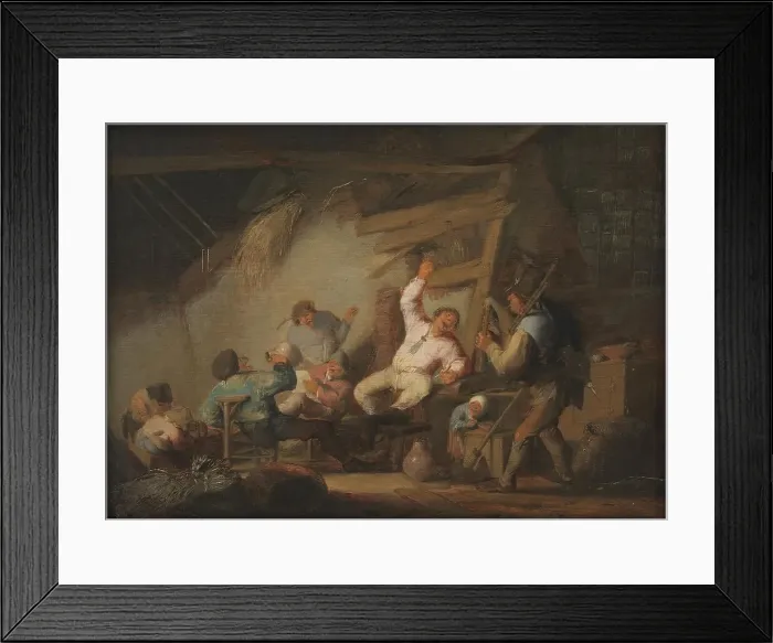 Framed Print : Making Merry in a Farm Cottage, 1536-1635. Creator: Adriaen van Ostade Framed Print : Making Merry in a Farm Cottage, 1536-1635. Creator: Adriaen van Ostade