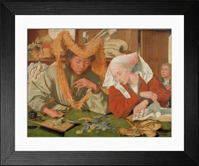 Framed Print : The Merchant and his Wife;The tax collector and his wife, 1540. Creator: Marinus van Reymerswaele Framed Print : The Merchant and his Wife;The tax collector and his wife, 1540. Creator: Marinus van Reymerswaele
