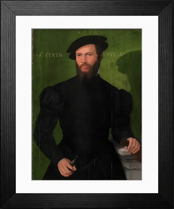 Framed Print : Portrait of a Gentleman aged 27, 1545. Creators: Master of the 1540s, Georg Pencz Framed Print : Portrait of a Gentleman aged 27, 1545. Creators: Master of the 1540s, Georg Pencz