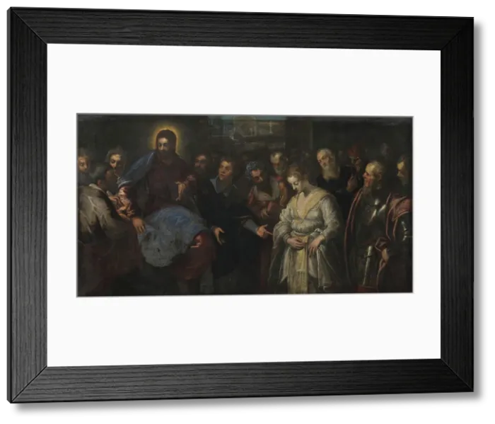 Framed Print : Christ and the Adulteress, 1575-1635. Creator: Domenico Tintoretto Framed Print : Christ and the Adulteress, 1575-1635. Creator: Domenico Tintoretto