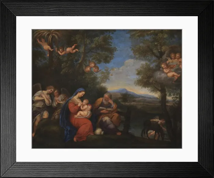 Framed Print : The Rest on the Flight into Egypt, 1593-1660. Creator: Francesco Albani Framed Print : The Rest on the Flight into Egypt, 1593-1660. Creator: Francesco Albani