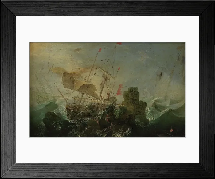 Framed Print : Shipwreck against a Rock, 1600-1700. Creator: Cornelis Claesz van Wieringen Framed Print : Shipwreck against a Rock, 1600-1700. Creator: Cornelis Claesz van Wieringen