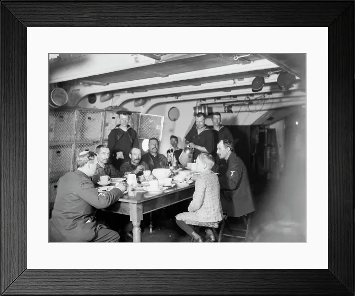 Framed Print : U.S.S. Massachusetts, petty officers mess, between 1896 and 1901. Creator: Unknown Framed Print : U.S.S. Massachusetts, petty officers mess, between 1896 and 1901. Creator: Unknown