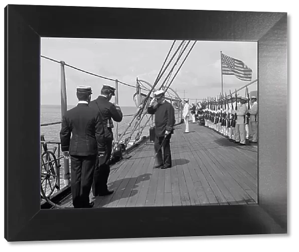 U.S.S. New York, Admiral Farquhar leaving the ship, 1899, 1899. Creator: Unknown