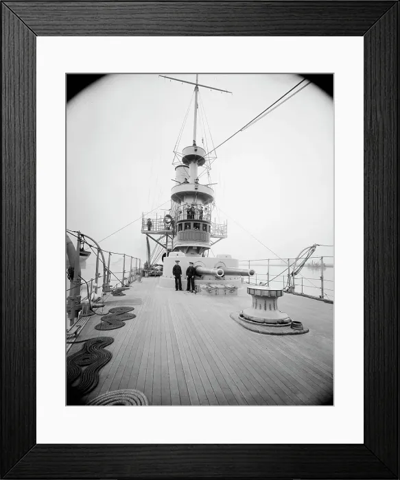 Framed Print : U.S.S. Brooklyn, forecastle deck, between 1896 and 1901. Creator: Unknown Framed Print : U.S.S. Brooklyn, forecastle deck, between 1896 and 1901. Creator: Unknown