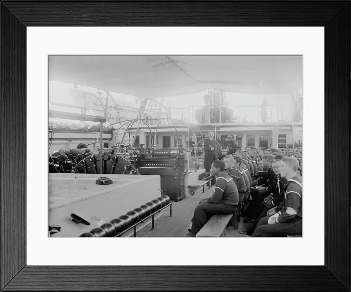 Framed Print : U.S.S. Richmond, church services, between 1890 and 1901. Creator: Unknown Framed Print : U.S.S. Richmond, church services, between 1890 and 1901. Creator: Unknown