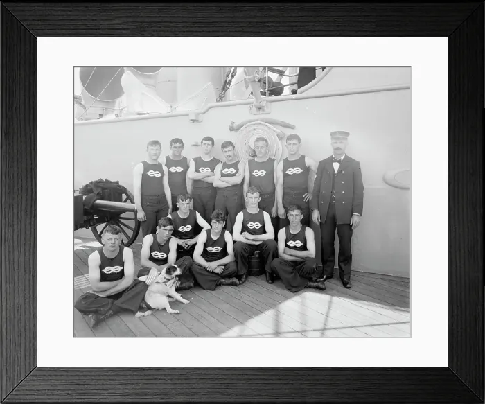 Framed Print : U.S.S. New York, apprentice boat crew, anniversary of Santiago, 1899 July 3. Creator: Unknown Framed Print : U.S.S. New York, apprentice boat crew, anniversary of Santiago, 1899 July 3. Creator: Unknown