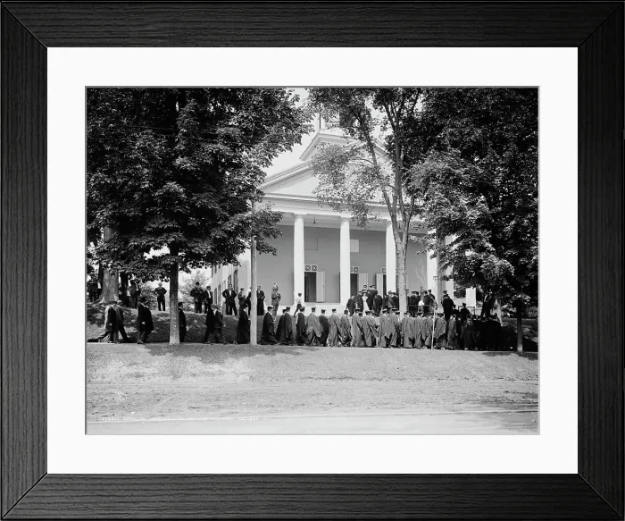 Framed Print : Seniors marching to college, Amherst College, c1908. Creator: Unknown Framed Print : Seniors marching to college, Amherst College, c1908. Creator: Unknown