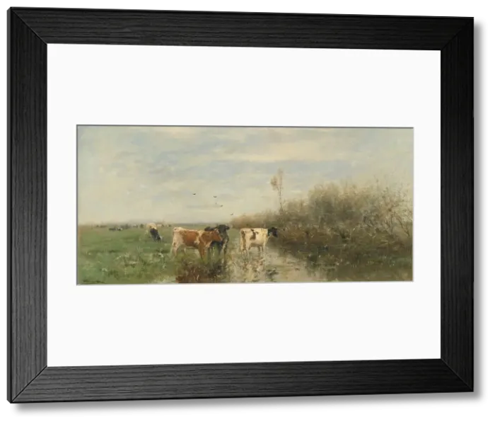 Framed Print : Cows in a Soggy Meadow, 1860-1900. Creator: Willem Maris Framed Print : Cows in a Soggy Meadow, 1860-1900. Creator: Willem Maris