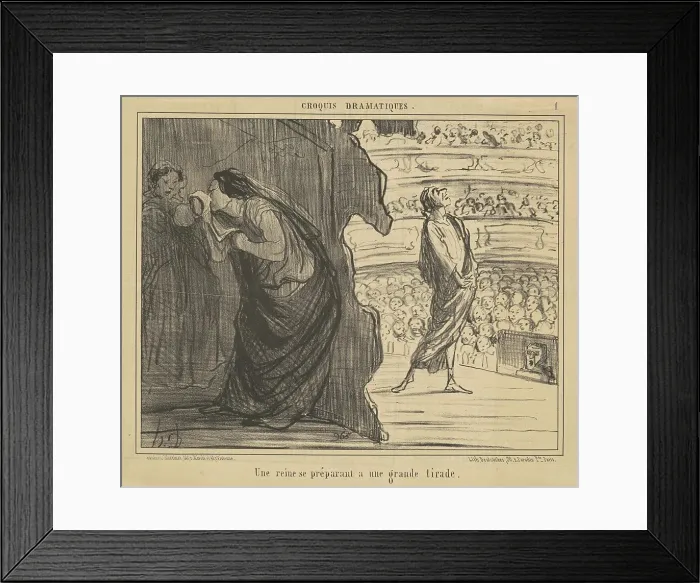 Framed Print : Une reine se préparant a une grande tirade, 19th century. Creator: Honore Daumier Framed Print : Une reine se préparant a une grande tirade, 19th century. Creator: Honore Daumier