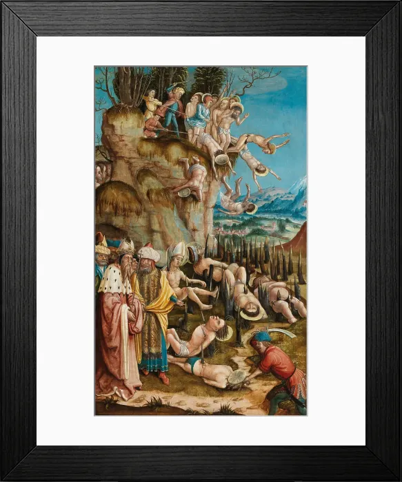 Framed Print : The Martyrdom of the Ten Thousand, c. 1520. Creator: South German master (16th century) Framed Print : The Martyrdom of the Ten Thousand, c. 1520. Creator: South German master (16th century)