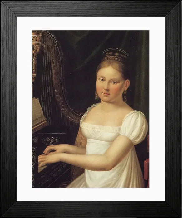 Framed Print : Portrait of the composer and harpist Marianna Bottini née Motroni-Andreozzi (1802-1858), First half Creator: Anonymous Framed Print : Portrait of the composer and harpist Marianna Bottini née Motroni-Andreozzi (1802-1858), First half Creator: Anonymous
