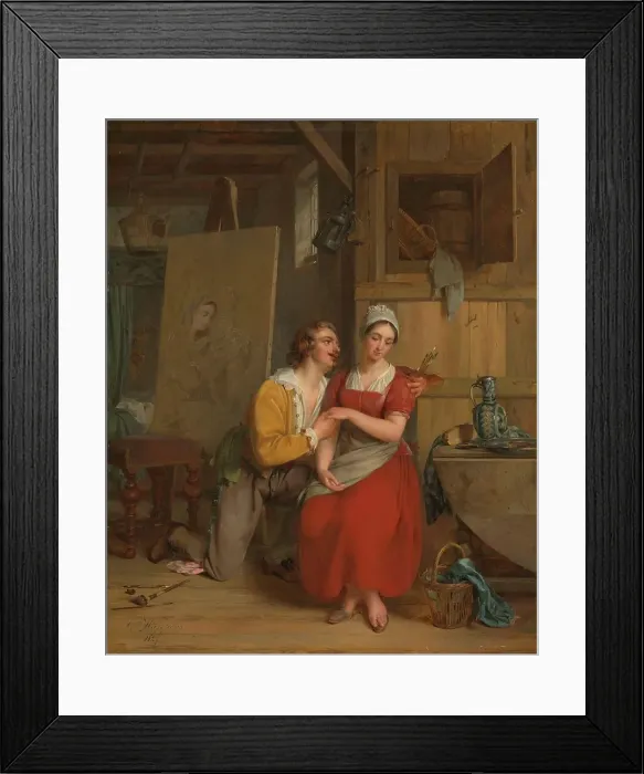 Framed Print : Anthony van Dyck wooing his Model, 1827. Creator: Gustaf Wappers Framed Print : Anthony van Dyck wooing his Model, 1827. Creator: Gustaf Wappers
