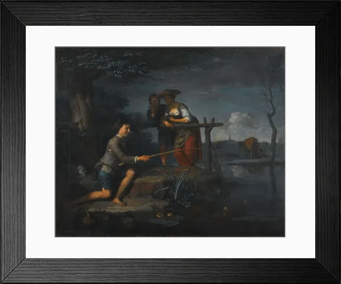 Framed Print : The Angler, 1700-1738. Creator: Carel de Moor Framed Print : The Angler, 1700-1738. Creator: Carel de Moor