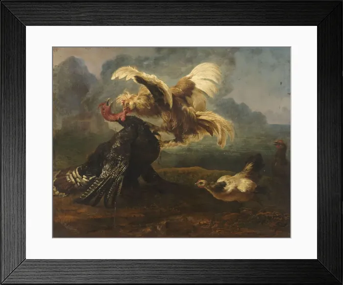 Framed Print : The Flemish Cock and the Turkish Cock, c.1650. Creator: Unknown Framed Print : The Flemish Cock and the Turkish Cock, c.1650. Creator: Unknown