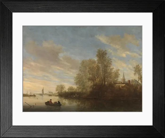 Framed Print : River view near Deventer, 1645. Creator: Salomon Ruysdael Framed Print : River view near Deventer, 1645. Creator: Salomon Ruysdael
