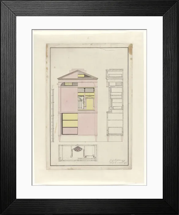 Framed Print : Design for secretary desk, 1816. Creator: Unknown Framed Print : Design for secretary desk, 1816. Creator: Unknown