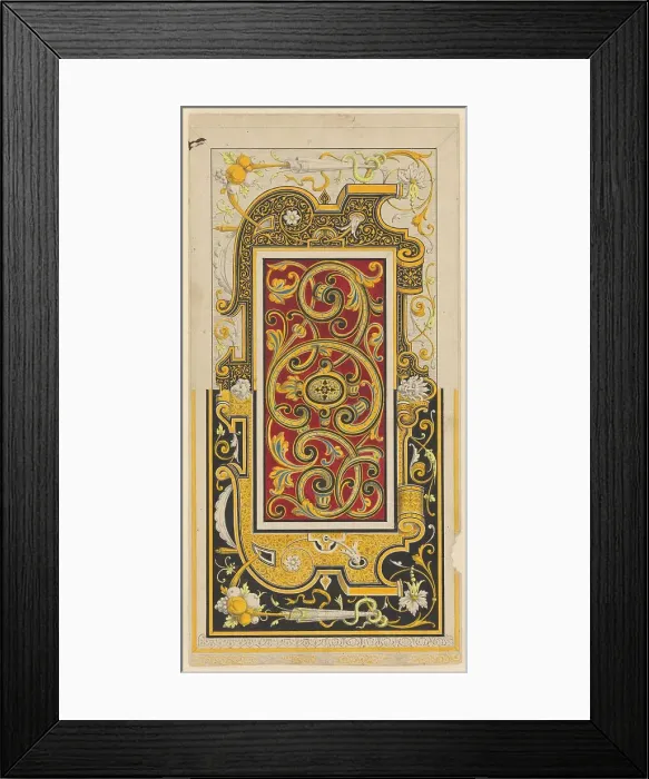 Framed Print : Damascinated and enamelled iron panel, c.1860-c.1880. Creator: Worshop of Plácido Zuloaga Framed Print : Damascinated and enamelled iron panel, c.1860-c.1880. Creator: Worshop of Plácido Zuloaga