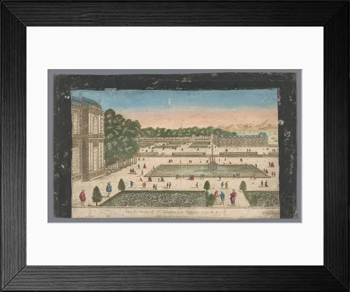 Framed Print : View of the garden of the Royal Palace La Granja de San Ildefonso in the vicinity.. 1700-1799. Creator: Anon Framed Print : View of the garden of the Royal Palace La Granja de San Ildefonso in the vicinity.. 1700-1799. Creator: Anon
