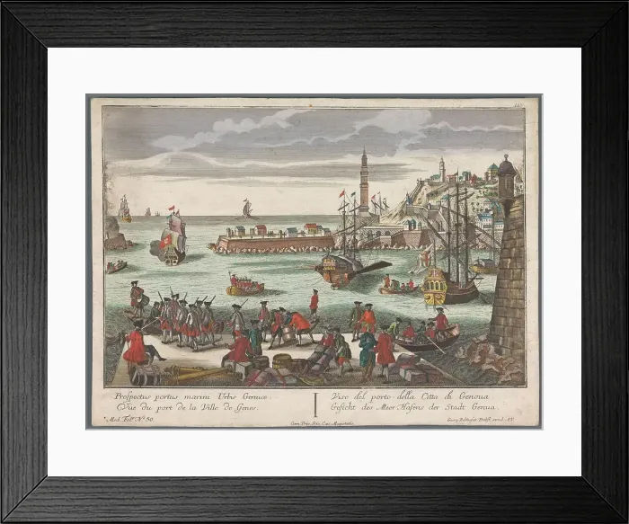 Framed Print : View of the harbour in Genoa, 1742-1801. Creator: Anon Framed Print : View of the harbour in Genoa, 1742-1801. Creator: Anon