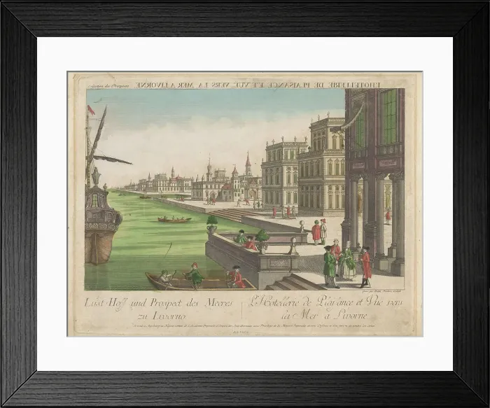 Framed Print : Embankment and view to the sea from Livorno, 1755-1779. Creator: Balthasar Friedrich Leizelt Framed Print : Embankment and view to the sea from Livorno, 1755-1779. Creator: Balthasar Friedrich Leizelt