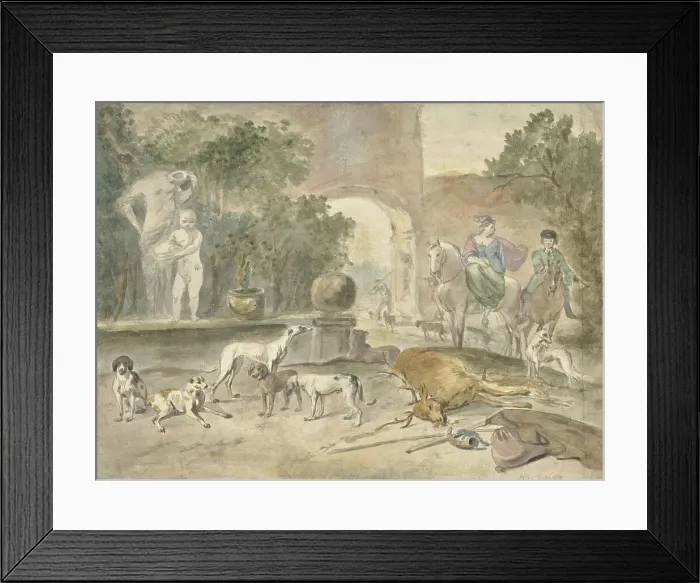 Framed Print : Hunting scene, 1683. Creator: Hendrik Verschuring Framed Print : Hunting scene, 1683. Creator: Hendrik Verschuring