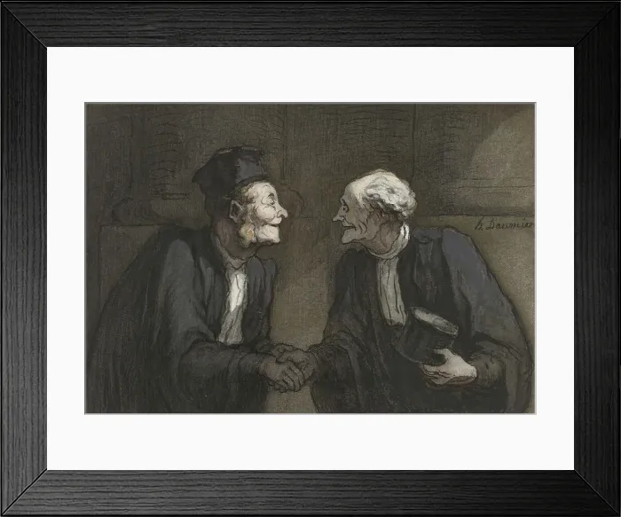 Framed Print : Two lawyers shake hands / / Deux avocats: la poignée de main, 1818-1879. Creator: Honore Daumier Framed Print : Two lawyers shake hands / / Deux avocats: la poignée de main, 1818-1879. Creator: Honore Daumier