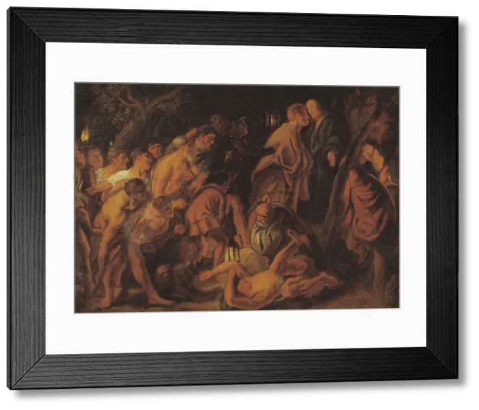 Framed Print : The Betrayal and Arrest of Christ in Gethsemane, 1608-1640. Creator: Jacob Jordaens Framed Print : The Betrayal and Arrest of Christ in Gethsemane, 1608-1640. Creator: Jacob Jordaens