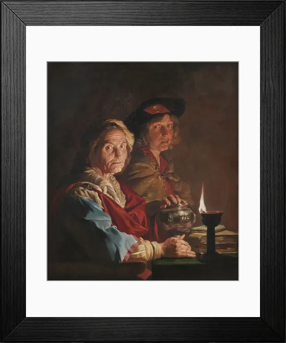 Framed Print : An Old Woman and a Youth by Lamplight, 1615-1650. Creator: Matthias Stomer Framed Print : An Old Woman and a Youth by Lamplight, 1615-1650. Creator: Matthias Stomer