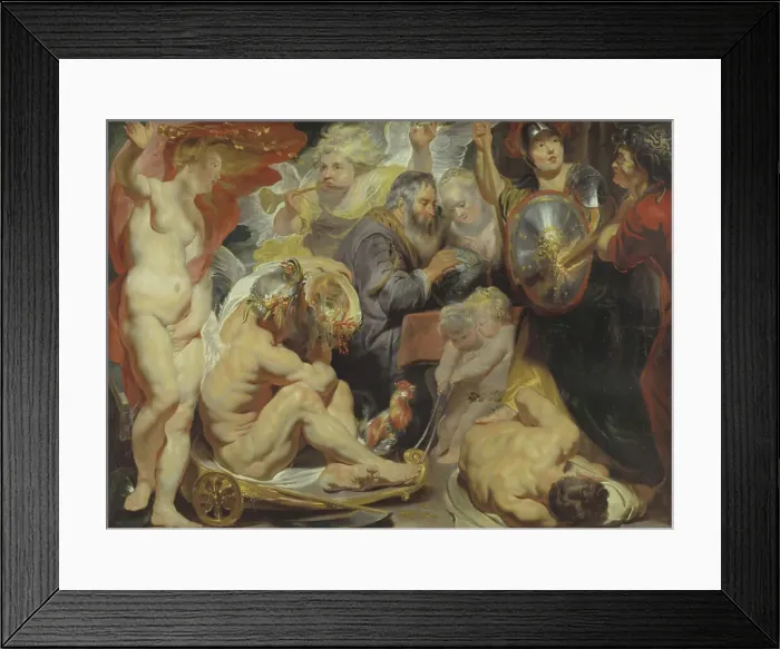 Framed Print : Allegory on Science. Minerva and Cronus protect Science against Envy and Ignorance, 1615-1619. Creator: Jacob Jordaens