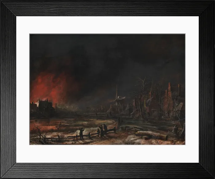 Framed Print : Fire by Night in the Winter, 1618-1677. Creator: Aert van der Neer Framed Print : Fire by Night in the Winter, 1618-1677. Creator: Aert van der Neer