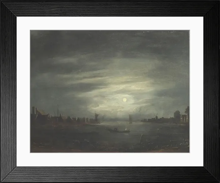 Framed Print : Moonlight, 1618, (1905). Creator: Neer, Aert van der (1603-1677) copy after Framed Print : Moonlight, 1618, (1905). Creator: Neer, Aert van der (1603-1677) copy after
