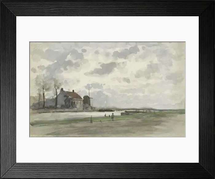 Framed Print : Canal with a windmill, 1845-1925. Creator: Julius Jacobus van de Sande Bakhuyzen Framed Print : Canal with a windmill, 1845-1925. Creator: Julius Jacobus van de Sande Bakhuyzen
