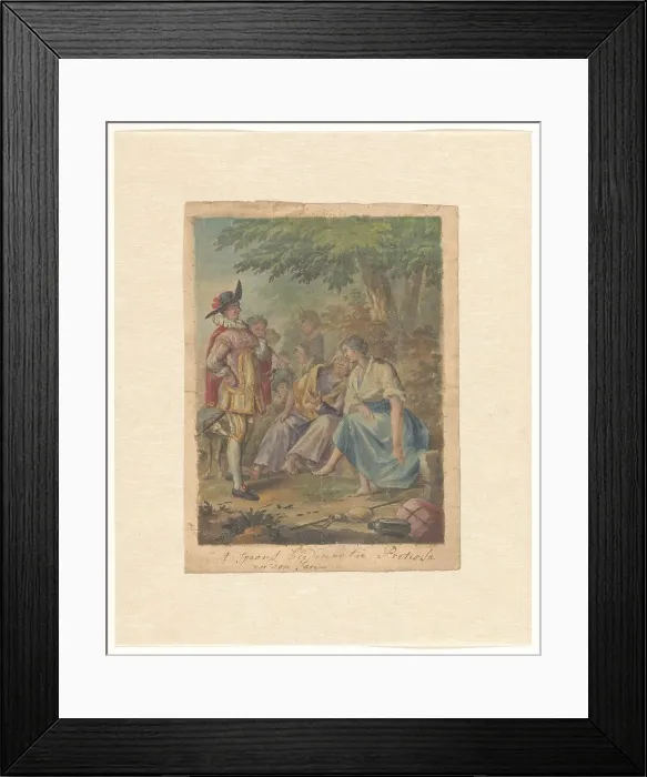 Framed Print : Design for wallpaper or painting with the Spanish Heidin Preciosa and Don Juan, 1719-1775 Creator: Ruik Keyert Framed Print : Design for wallpaper or painting with the Spanish Heidin Preciosa and Don Juan, 1719-1775 Creator: Ruik Keyert