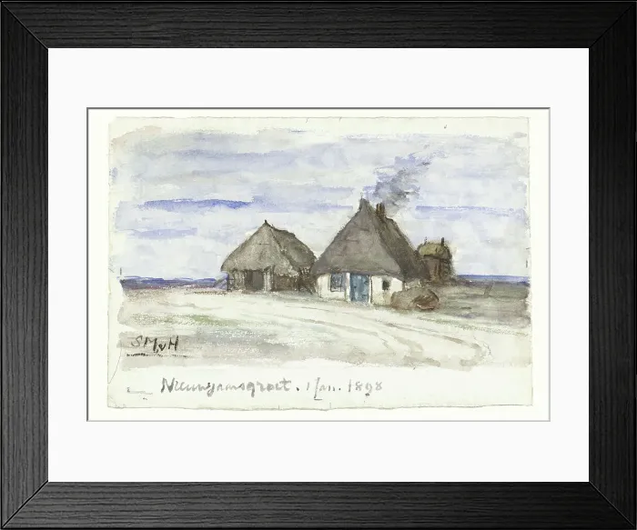 Framed Print : New Year greeting with farm, 1897-1898. Creator: Sina Mesdag van Houten Framed Print : New Year greeting with farm, 1897-1898. Creator: Sina Mesdag van Houten