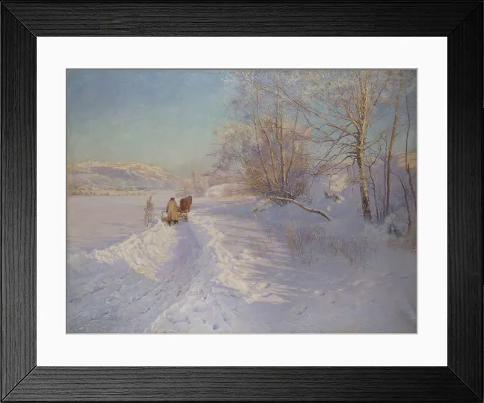 Framed Print : A Winter Morning after a Snowfall in Dalarna, 1893. Creator: Anshelm Schultzberg