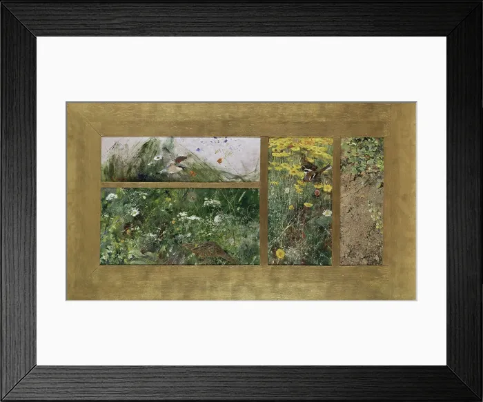Framed Print : Four Bird Studies, Red-Backed Shrike, Corncrake, Chaffinches, Willow Warbler, c1890s. Creator: Bruno Liljefors Framed Print : Four Bird Studies, Red-Backed Shrike, Corncrake, Chaffinches, Willow Warbler, c1890s. Creator: Bruno Liljefors