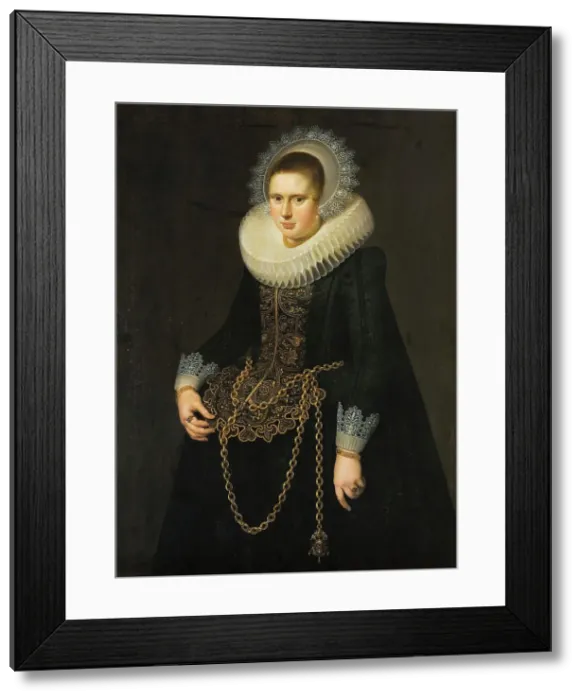 Framed Print : Portrait of a 22-Year-Old Woman, 1622. Creators: Cornelis van de Voort, Pieter Miereveld Framed Print : Portrait of a 22-Year-Old Woman, 1622. Creators: Cornelis van de Voort, Pieter Miereveld