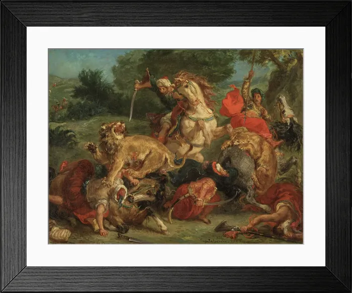Framed Print : The Lion Hunt, 1855. Creator: Eugene Delacroix Framed Print : The Lion Hunt, 1855. Creator: Eugene Delacroix