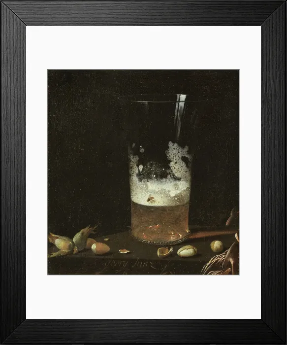 Framed Print : Still Life with a Glass of Beer and Nuts, 1645. Creator: Georg Hainz Framed Print : Still Life with a Glass of Beer and Nuts, 1645. Creator: Georg Hainz