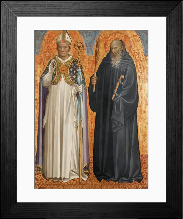 Framed Print : St Hugh of Lincoln and St Benedict of Nursia. Creator: Gherardo di Jacopo Framed Print : St Hugh of Lincoln and St Benedict of Nursia. Creator: Gherardo di Jacopo
