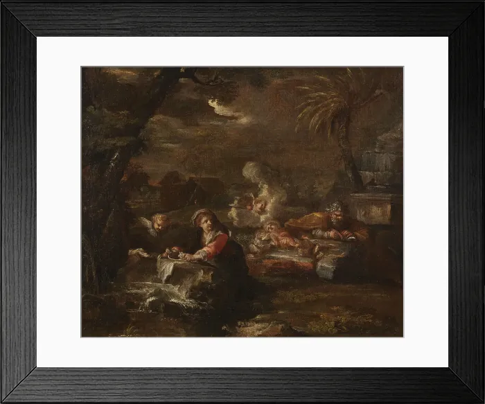 Framed Print : Rest on the Flight into Egypt. Creator: Giovanni Battista Pace Framed Print : Rest on the Flight into Egypt. Creator: Giovanni Battista Pace