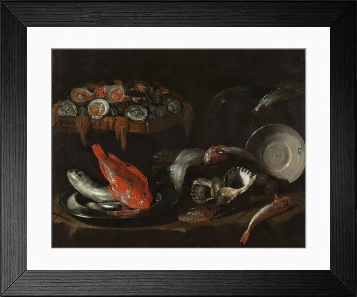 Framed Print : Still Life with Fish and Oysters, 1653. Creator: Giovanni Battista Recco Framed Print : Still Life with Fish and Oysters, 1653. Creator: Giovanni Battista Recco