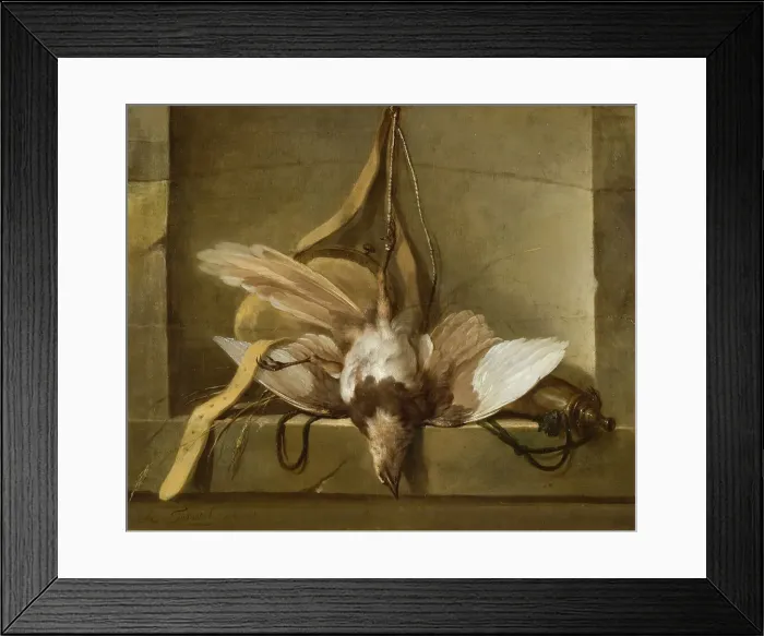 Framed Print : Still Life with a Dead Bird and Hunting Gear, 1744. Creator: Guillaume-Thomas Taraval Framed Print : Still Life with a Dead Bird and Hunting Gear, 1744. Creator: Guillaume-Thomas Taraval