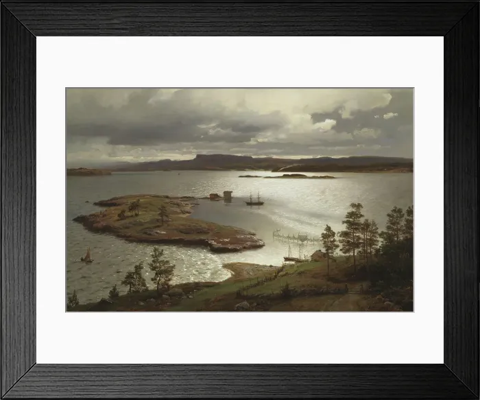 Framed Print : The Sandvik Fiord, 1879. Creator: Hans Fredrik Gude Framed Print : The Sandvik Fiord, 1879. Creator: Hans Fredrik Gude