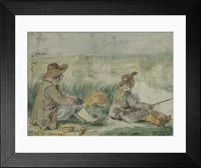 Framed Print : Two fishermen by a river. Creator: Hendrick Avercamp Framed Print : Two fishermen by a river. Creator: Hendrick Avercamp