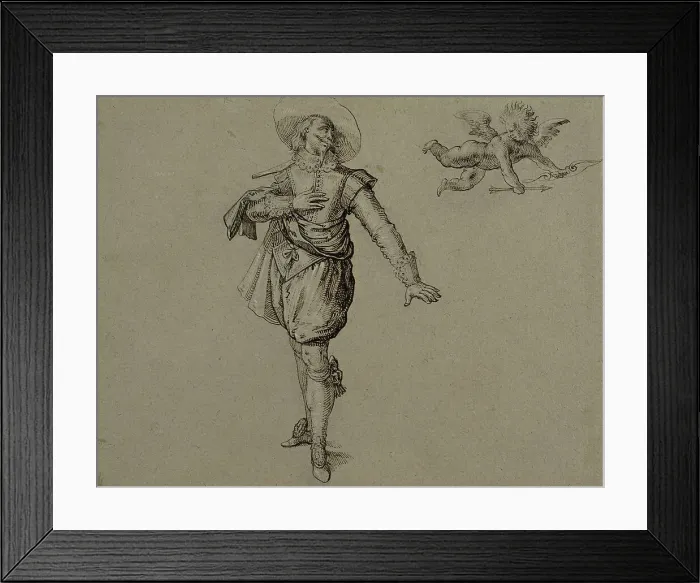 Framed Print : Officer standing, looking left on a flying cupid. Creator: Herman Breekerveld Framed Print : Officer standing, looking left on a flying cupid. Creator: Herman Breekerveld