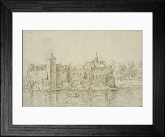 Framed Print : Castle surrounded by water. Creator: Herman Saftleven the Younger Framed Print : Castle surrounded by water. Creator: Herman Saftleven the Younger