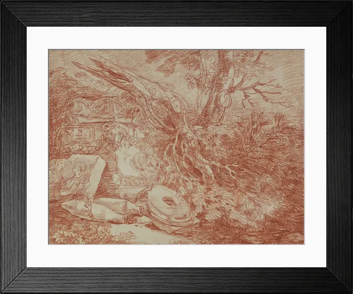 Framed Print : Ruin fragments in dilapidated park. Creator: Hubert Robert Framed Print : Ruin fragments in dilapidated park. Creator: Hubert Robert