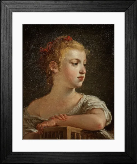 Framed Print : Portrait of young girl with birdcage, c18th century. Creator: Hugues Taraval Framed Print : Portrait of young girl with birdcage, c18th century. Creator: Hugues Taraval